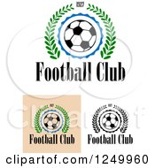 Clipart Of Soccer Balls With 1927 Laurel Wreaths With Football Club Text Royalty Free Vector Illustration