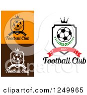 Clipart Of A Soccer Ball Shields With 1907 Banners Crowns And Footballclub Text Royalty Free Vector Illustration