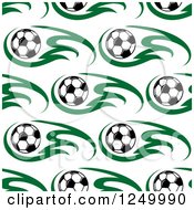 Poster, Art Print Of Seamless Background Pattern Of Soccer Balls And Green