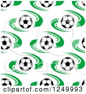 Poster, Art Print Of Seamless Background Pattern Of Soccer Balls And Green