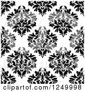 Clipart Of A Seamless Background Pattern Of Damask In Black And White Royalty Free Vector Illustration