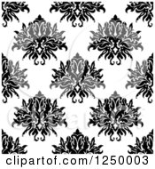 Poster, Art Print Of Seamless Background Pattern Of Damask In Black And White