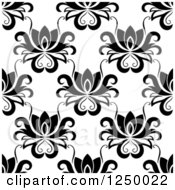 Poster, Art Print Of Seamless Background Pattern Of Floral In Black And White