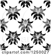 Poster, Art Print Of Seamless Background Pattern Of Floral In Black And White