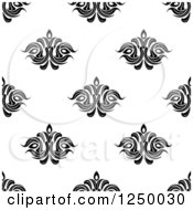 Clipart Of A Seamless Background Pattern Of Floral In Black And White Royalty Free Vector Illustration