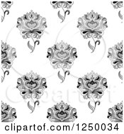 Seamless Background Pattern Of Black And White Henna Flowers