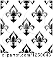 Clipart Of A Seamless Background Pattern Of Black And White Fleur De Lis Royalty Free Vector Illustration