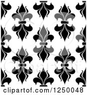 Clipart Of A Seamless Background Pattern Of Black And White Fleur De Lis Royalty Free Vector Illustration