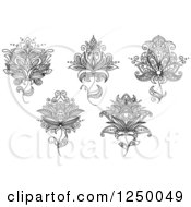 Poster, Art Print Of Black And White Henna Flowers 4