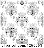Poster, Art Print Of Seamless Background Pattern Of Black And White Henna Flowers