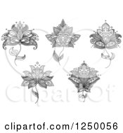 Poster, Art Print Of Black And White Henna Flowers 5