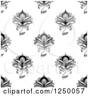 Clipart Of A Seamless Background Pattern Of Black And White Henna Flowers Royalty Free Vector Illustration