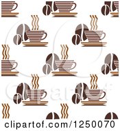 Poster, Art Print Of Seamless Background Pattern Of Coffee Cups And Beans