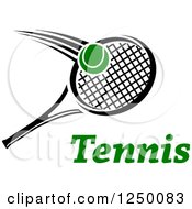Clipart Of A Tennis Ball And Racket With Text Royalty Free Vector Illustration