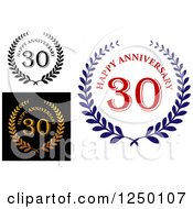 Clipart Of 30 Year Anniversary Laurel Wreaths Royalty Free Vector Illustration