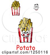 Clipart Of Boxes Of French Fries With Text Royalty Free Vector Illustration
