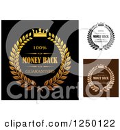 Clipart Of Crown And Wreath Money Back Guarantee Labels Royalty Free Vector Illustration