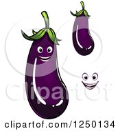 Clipart Of Purple Eggplants Royalty Free Vector Illustration