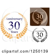 Clipart Of 30 Year Anniversary Laurel Wreaths Royalty Free Vector Illustration