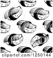 Seamless Background Pattern Of Sushi In Black And White