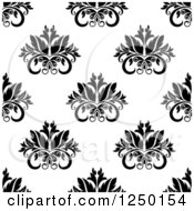 Clipart Of A Seamless Background Pattern Of Floral In Black And White Royalty Free Vector Illustration