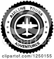 Poster, Art Print Of Black And White Airline Tours Adventures Label