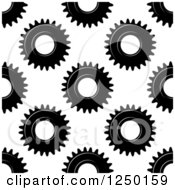 Poster, Art Print Of Seamless Background Pattern Of Black And White Gear Cogs
