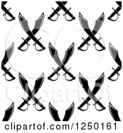 Poster, Art Print Of Seamless Background Pattern Of Black And White Crossed Swords