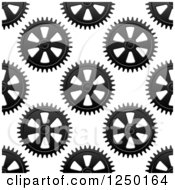 Clipart Of A Seamless Background Pattern Of Grayscale Gear Cogs Royalty Free Vector Illustration