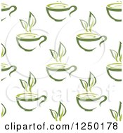 Clipart Of A Seamless Background Pattern Of Tea Cups And Leaves 5 Royalty Free Vector Illustration