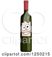 Clipart Of A Wine Bottle Character Royalty Free Vector Illustration