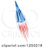 Clipart Of A Retro Blue Space Shuttle Rocket 8 Royalty Free Vector Illustration