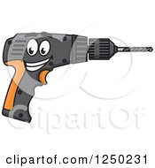 Clipart Of A Hand Drill Character Royalty Free Vector Illustration