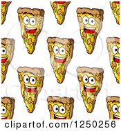 Clipart Of A Seamless Background Pattern Of Happy Pizza Slices Royalty Free Vector Illustration
