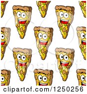 Poster, Art Print Of Seamless Background Pattern Of Happy Pizza Slices