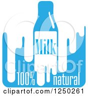 Clipart Of A Blue Natural Milk Design Royalty Free Vector Illustration
