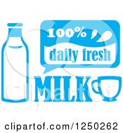 Clipart Of A Blue Daily Fresh Milk Design Royalty Free Vector Illustration