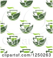 Seamless Background Pattern Of Tea Cups And Leaves 4