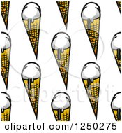 Seamless Background Pattern Of Melting Ice Cream Waffle Cones