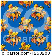 Clipart Of A Seamless Background Pattern Of Fancy Goldfish Royalty Free Vector Illustration