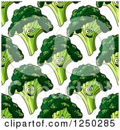Clipart Of A Seamless Background Pattern Of Happy Broccoli Royalty Free Vector Illustration