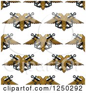 Clipart Of A Seamless Background Pattern Of Eagles And Anchors Royalty Free Vector Illustration