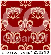 Clipart Of A Seamless Background Pattern Of Floral Hearts Royalty Free Vector Illustration