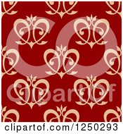 Poster, Art Print Of Seamless Background Pattern Of Floral Hearts