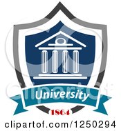 Clipart Of A College Shield With University 1864 Text Royalty Free Vector Illustration