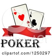 Poster, Art Print Of Poker Text With A Banner And Playing Cards