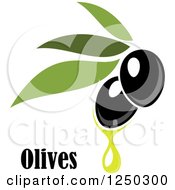 Poster, Art Print Of Black Olives Dripping Oil And Text