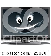 Clipart Of A Tv Or Computer Screen Character Royalty Free Vector Illustration