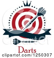 Clipart Of A Target With A Crown Banner Darts And Text Royalty Free Vector Illustration