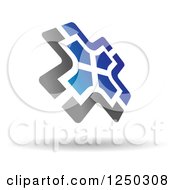 Clipart Of A Gray And Blue Arrow Windmill Royalty Free Vector Illustration
